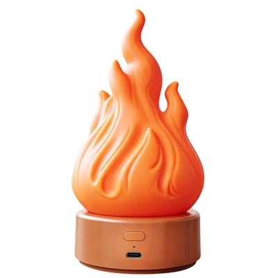 HZ-K03A Luce LED con Effetto Fiamma 2000K Ricaricabile Portatile Luce Notturna da Campeggio con Timer - Arancione
