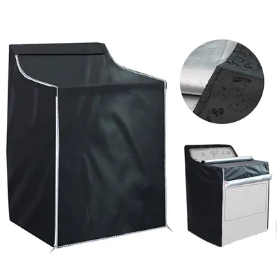 210D Oxford Fabric Waterproof Washing Machine Cover Sunscreen Dustproof for Top Load Washer Dryer 75x73x88 / 110cm - Black