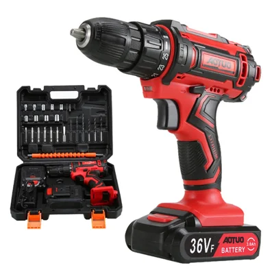 AUTUO 36V Cordless Drill 2 Speed Electric Screwdriver with 2 Lithium Batteries Kit Set, EU Plug