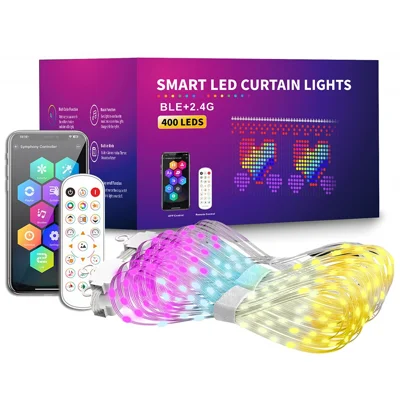 2x2m RGB Colorful Curtain Light APP Bluetooth-compatible DIY Programming Smart Home LED Curtain Light String - EU Plug