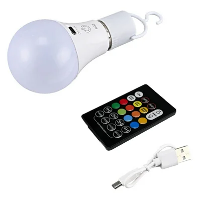 Ampoule RGB rechargeable avec télécommande et minuterie, variateur, commande tactile 2700 - 6500 K