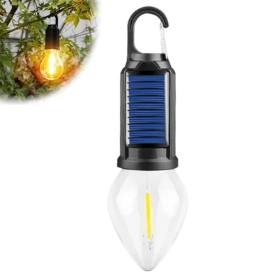 Solar Powered Hooked Camping Light Bulb 3 Modes Outdoor Tungsten Tent Lamp - Heart Shape