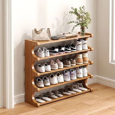 Bamboo Shoe Rack 5-Tier 80cm Length Storage Organizer Shelf for Entryway Dorm Home