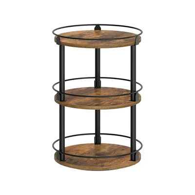 3-Tier Rotating Spice Rack Space Saving Kitchen Seasoning Organizer Metal Frame Storage Shelf