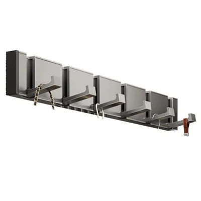 Colgador plegable de 6 ganchos sin perforación, ahorrador de espacio, perchero de pared para entrada, baño - Sin tinte