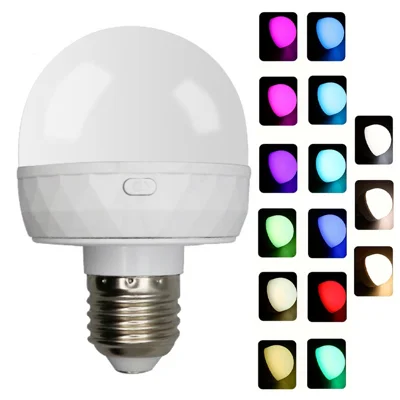 RGB Lamp met ingebouwde 2500 mAh batterij, afstandsbediening, traploos dimbare LED sfeerlamp met verwijderbare E27 fitting