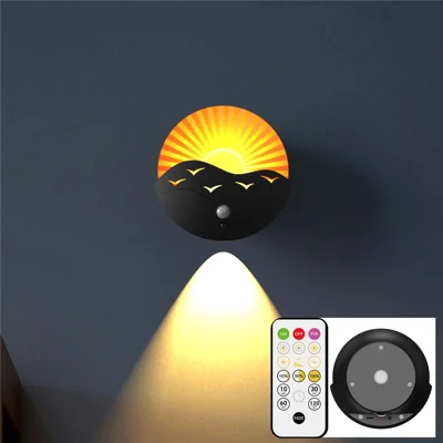Wiederaufladbare gelbe LED-Nachtlicht mit Bewegungssensor, Fernbedienung, magnetische Stimmungsleuchte für das Bett