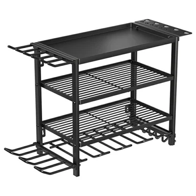 3-Layer Wall Mount Power Tool Storage Rack Garage Workshop Electric Drill Organizer Tool Holder Shelf