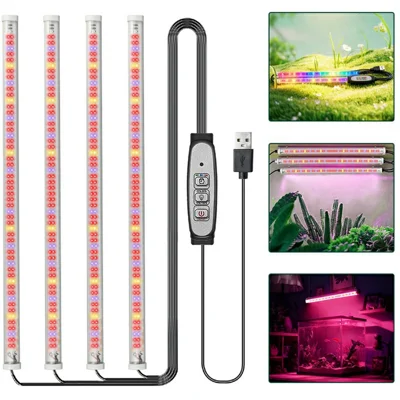 4-Baar 30 cm Lengte Volledig Spectrum Plantenlamp USB Aangedreven Magnetische LED Plantenlamp voor Binnenkweek