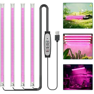 4-Bar 30cm Length Pink-Purple Plant Grow Light Strip USB Powered Magnetic LED Plant Light for Indoor Growing