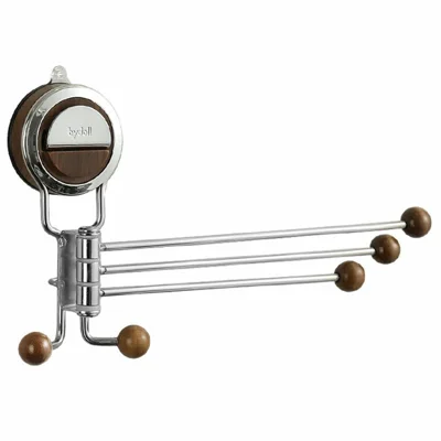 BYDOLL No-Drill Suction Cup Rotating Towel Holder 270 Degree Rotating 3-Rod Wall Mount Storage Rack for Kitchen Bathroom Balconies Entryways