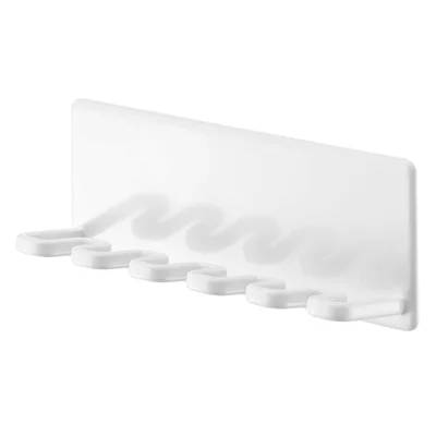 Wall Mounted Toothbrush Holder No Drill Installation 5-Slots Bathroom Toothbrush Razor Organizer - White  /  LH-428