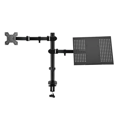 Двухмониторный настольный крепеж ZX-MT025N с подставкой для ноутбука, грузоподъемность 10 кг, для монитора 10-32 дюйма — черный
