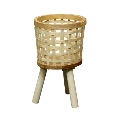 Woven Plants Vase Flowers Container Home Decoration Knitted Bamboo Planter Pot Basket Holder, Size: S - Grid