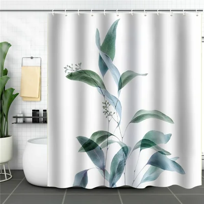 SHU1 3D Printed Tropical Jungle Plants Design Bath Curtain Polyester Waterproof Shower Curtain, 180x180cm - 37