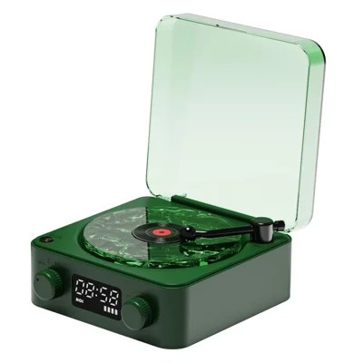 Retro Wave Christmas Bluetooth-compatible Speaker White Noise Music Player with Ambient Lights - Blackish Green