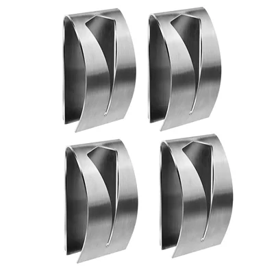 4Pcs For Kitchen Bathroom Self Adhesive Towel Hooks Drill Free Stainless Steel Hanger