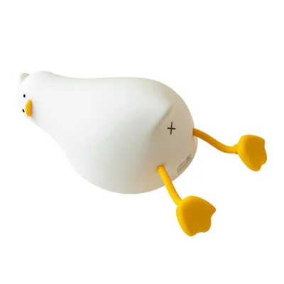 Lying Duck Silicone Night Lamp For Kids Bedroom USB Rechargeable Voice Control Bedside Light (CE ROHS FCC CPC EN71 Certified)