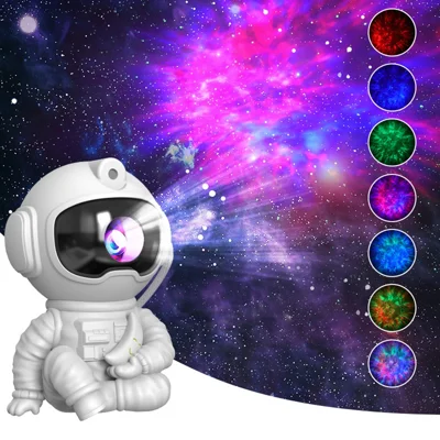 Sitting Astronaut Bedroom Night Lamp 360 Degree Rotating Star Projector Remote Control Mood Light