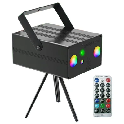 10W Square LED Stage Light with Remote Control Laser Projector Sound Activated Strobe Lamp for Home / Bar / KTV - US Plug