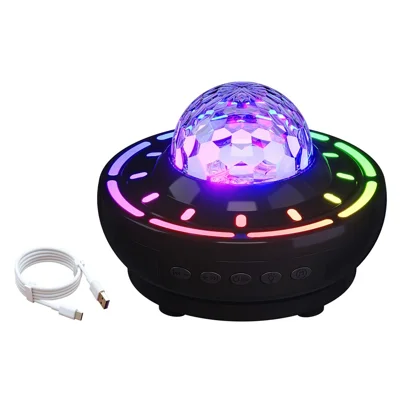SSL001-P USB Plug-in RGB Night Light Bluetooth-compatible Speaker Starry Sky Laser Projector Lamp - Black