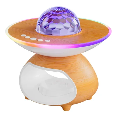 TCSP-001-WP USB Plug-in Wood Grain Starry Sky Projection Night Light Bluetooth-compatible Speaker Phone Wireless Charger - Wood Color