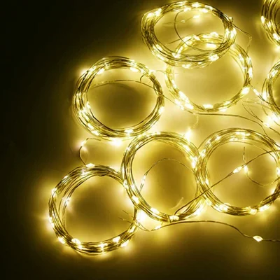 3 x 3m 300 LEDs Solar Powered Copper Wire Curtain Lamp Waterfall Fairy String Light Festival Decoration - Warm Light