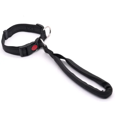Coleira Trela Grande para Cães Anti-puxão em Nylon Trela para Animais de Estimação Anti-fuga para Golden Retriever Beagle - Preto