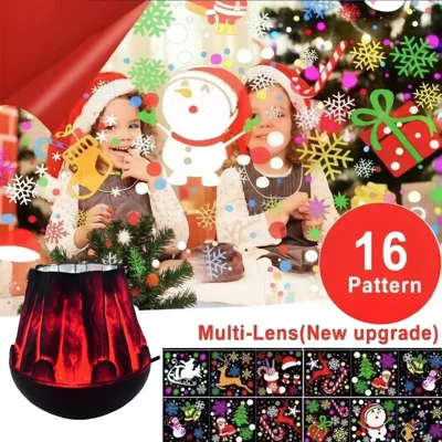 1706 LED Projection Light Fireplace Flame Effect Rotating Snowflake Star Sky Lamp for Christmas Party Decor - Christmas