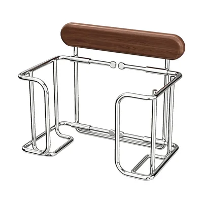 Walnut Grain 201 Stainless Steel + ABS Retractable Wall Mounted Tissue Organizer for Toilet Paper, Wet Wipes, Face Towels