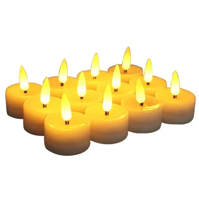 12Pcs / Set Small Flameless LED Light Battery Electronic Candles Tables Lamp for Pumpkins, Wedding Decorations, Christmas, Home Decor - Yellow Light