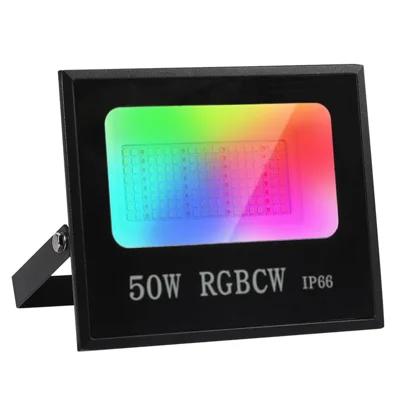 Projecteur LED intelligent Tuya APP 50W étanche IP66 à couleurs RVB pour extérieur, usine et entrepôt