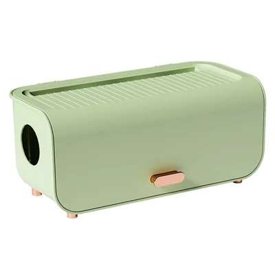Cable Management Box Power Strip Organizer Holder with Lid Desk Cord Floor Outlet Hider - Green