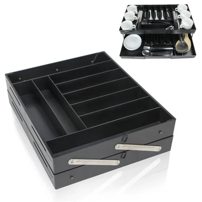 Foldable Storage Box for Vanity Jewelry Cosmetics Drawer Organizer Desktop Organizer - Black
