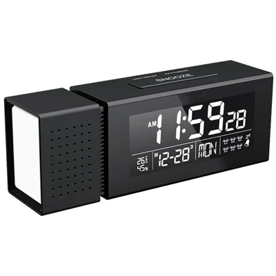 TS-P30 Creative Radio Alarm Clock with Color Alert Digital Display Sound Light IR Motion Sensor 7 Color Night Light - Black