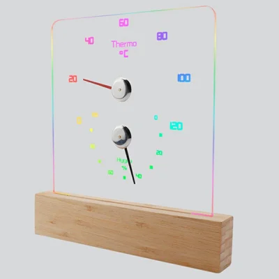 TS-JX810-RGB Sauna Room Thermometer Hygrometer Meter RGB Lighting Temperature Humidity Gauge for Steam Room