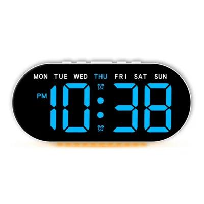 GH9003 Multifunctional LED Digital Clock Temperature Display Ambient Light Bedside Clock - White Shell / Blue Display