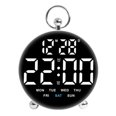 8029 LED Digital Alarm Clock Multi Function Students Electronic Desk Clock with Large Display - White