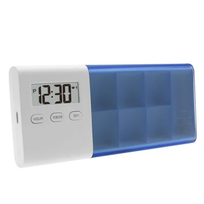 CR-250 Smart Pill Organizer Electronic Timer 7-Compartment Portable Travel Medication Box for Daily Use (BPA Free, No FDA) - Blue