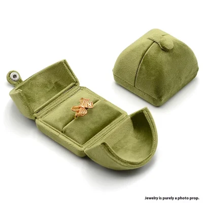 Double Open Ring Box Velvet Jewelry Storage Box for Single Ring Display Gift Case