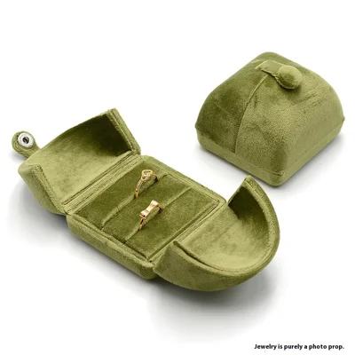 Double Open Ring Box Velvet Jewelry Storage Box for Couple Rings Display Gift Case