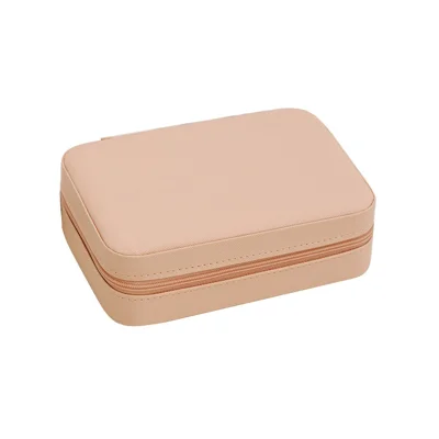Portable Jewelry Organizer Box Leather Storage Case Multi-Compartment for Home Travel Use - Pink