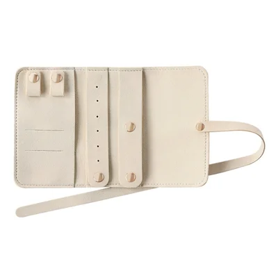 EP-00712 Portable Jewelry Organizer Roll Case Earrings Rings Necklace Storage Bag - Beige