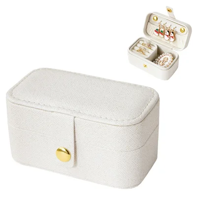 SP01258 Mini Jewelry Storage Box Portable Travel Earrings Stud Ring Organizer Case - White