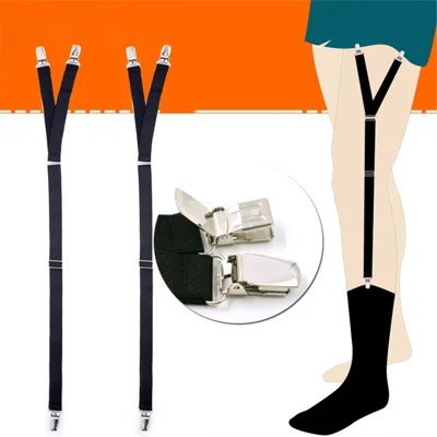 Men's Shirt Anti-Wrinkle Garter Y Type 2.0 Three Clips Elastic Garter Straps Non-slip Clamps Leg Suspenders