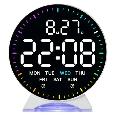 Horloge de chevet multifonction électronique à affichage numérique sautant avec éclairage de nuit - Coque blanche, éclairage blanc
