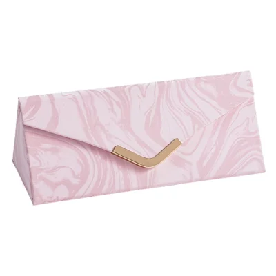 sp01371 PU Leather Foldable Jewelry Box for Earrings Rings Necklaces Soft Lining Eyeglasses Storage Case - Pink