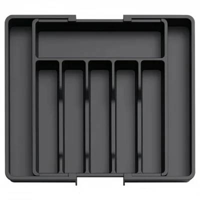 Organizzatore regolabile per posate con 8 scomparti, divisore per cassetto in PC, vassoio per conservazione degli utensili, espandibile per la cucina - Nero