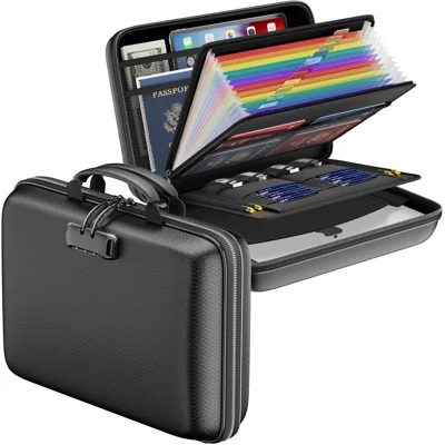 EVA Fireproof Handheld File Organizer Waterproof Document Storage Bag Multi-Layer Documents Organizer with Combination Lock