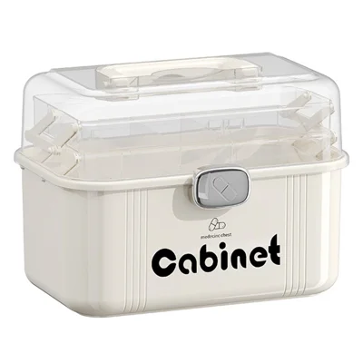 3 Layer Medicine Box Large Capacity Multi-Layer Medical Storage Cabinet Transparent First Aid Kit with Handle Lock for Home Organization